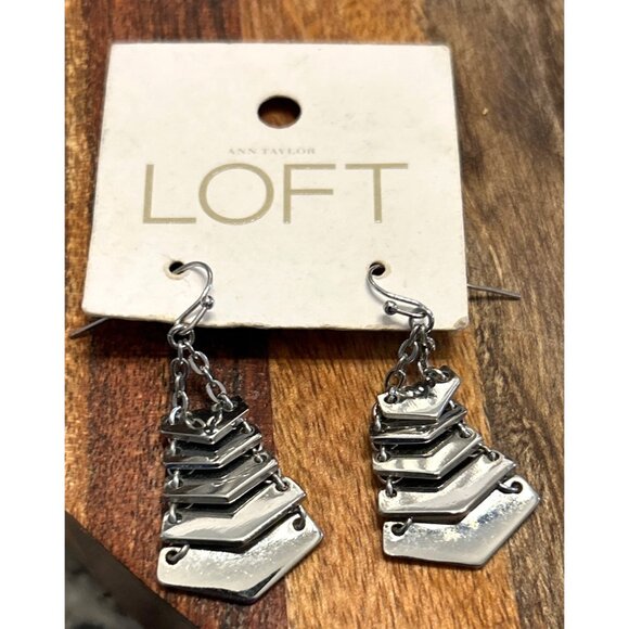 Ann Taylor Loft Silver Teardrop & Chevron Dangle Earrings Set - Picture 5 of 7